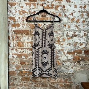 CLEOBELLA Mini Dress Tribal Moon Print Criss Cross Back